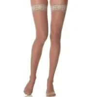 Чулки компрессионные Ergoforma 221 женские 2 класс компрессии с закрытым носком и кружевной резинкой полупрозрачные телесные 
