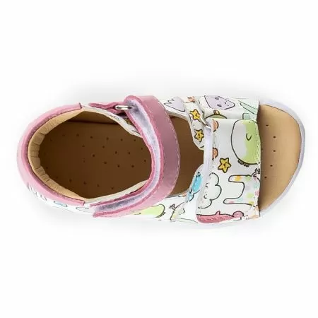 Сандалии ортопедические детские TWIKI TW-190-2 кожаные с открытым носом цвет белый, розовый, принт 