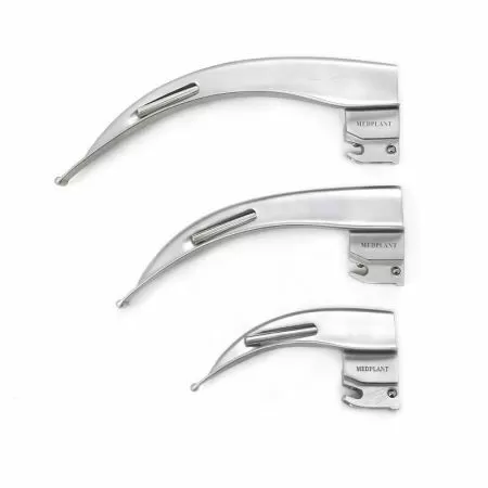 Ларингоскоп волоконно-оптический для экстренной медицины МЕДПЛАНТ ЛЭМ-02/ВО универсальный, 2 рукоятки, 4 клинка, артикул 833