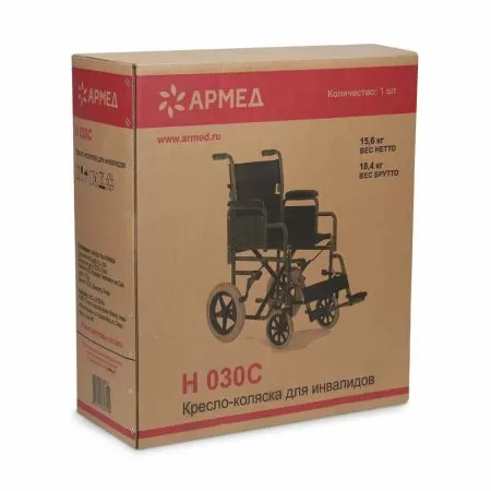 Кресло-каталка для инвалидов Армед H 030C, ширина сиденья 43 см