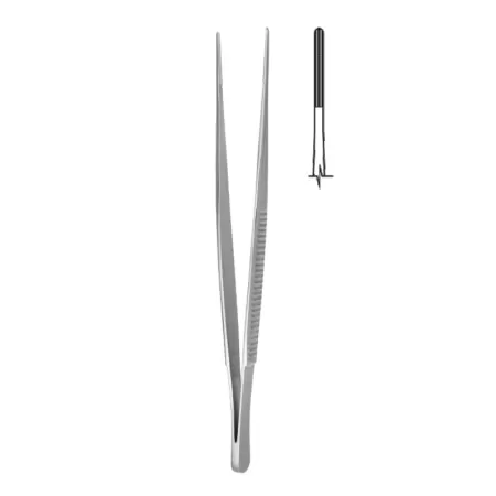 Пинцет сосудистый прямой с атравматической нарезкой Hilbro 34.0023